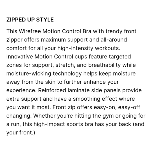 Champion Motion Control Zip Sports Bra - M - Picture 7 of 7